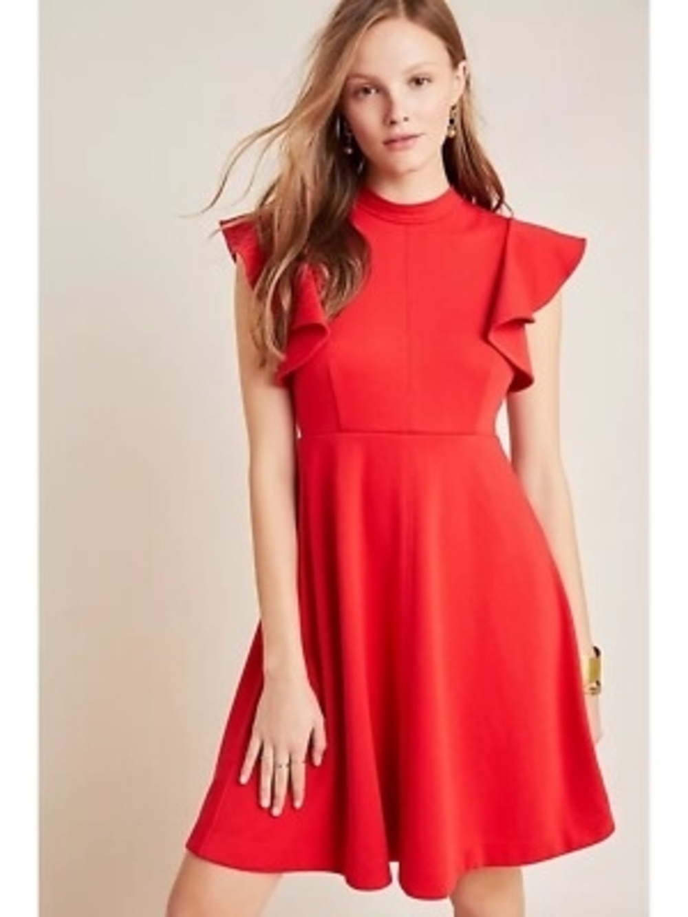 Maeve Anthropologie Deena Flutter Sleeve Fit & Flare Dress